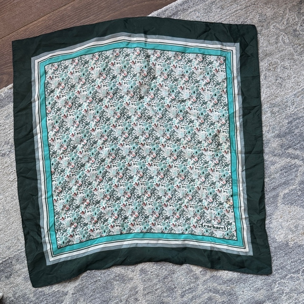 Cacharel Teal and Black Patterned Scarf